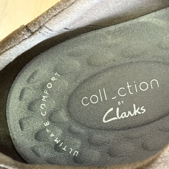 CLARKS Collection Olive Green Suede-Like Comfort Sneakers W8 - Picture 4 of 8